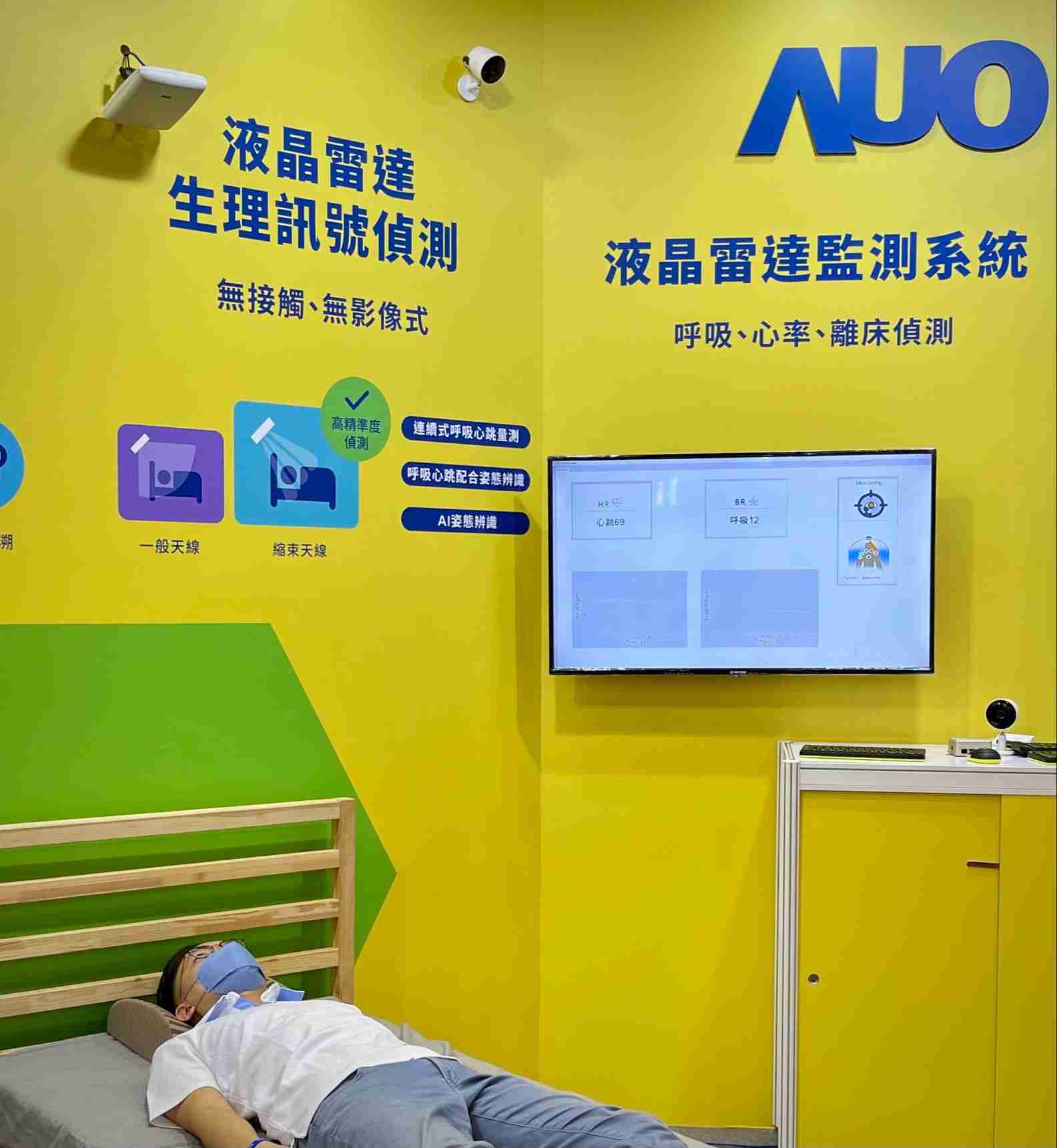 冰球突破颐康「无接触生理监测雷达」，，免除传统线路与贴片束缚，，，精准侦测呼吸、、心跳等重要生理讯号