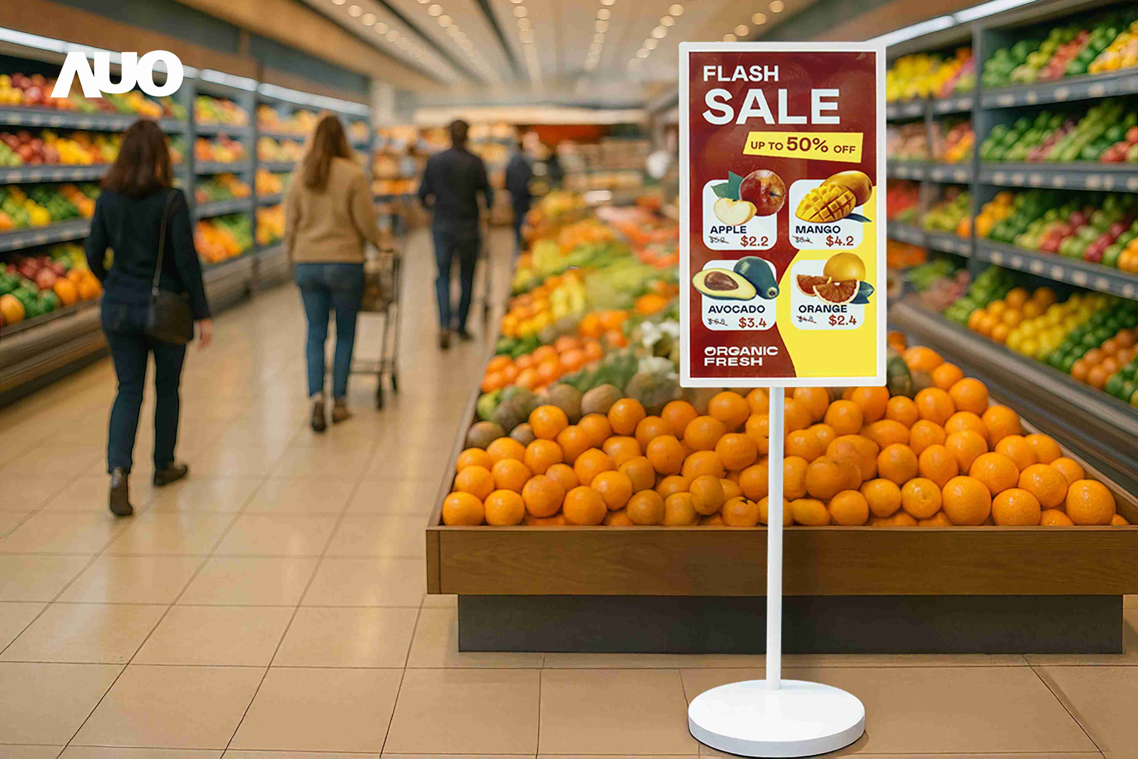 达擎首亮相低功耗、、全彩的〝aecoPost电子纸解决方案〞，，，，仅在更新画面时需要微量的电力驱动，，无需布建电线的便捷设计，，，使其可灵活应用、、、、随意置放，，，，并可透过云端或行动装置app，，，，轻松管理及排程广告内容，，，晋升店头营销利器。。。